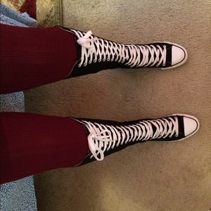 Black Converse knee high shoes