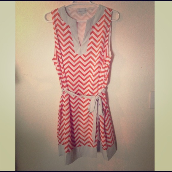 Orange and white chevron Mud Pie dress size L