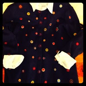 Talbots cotton cardigan navy sz med ladies