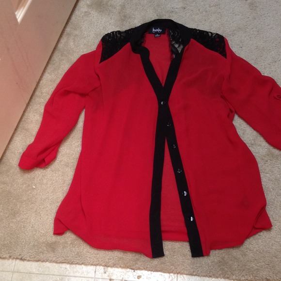 Sheer red and black top