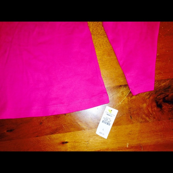 NWT talbots ladies LG snowflake LS Tee hot-pink - Picture 3 of 4