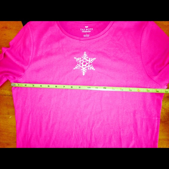 NWT talbots ladies LG snowflake LS Tee hot-pink - Picture 4 of 4