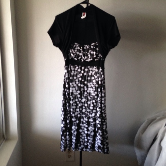 Black and white party dress has hints of sparkle