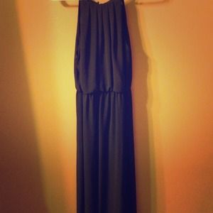 Lush Black chiffon maxi dress with open back