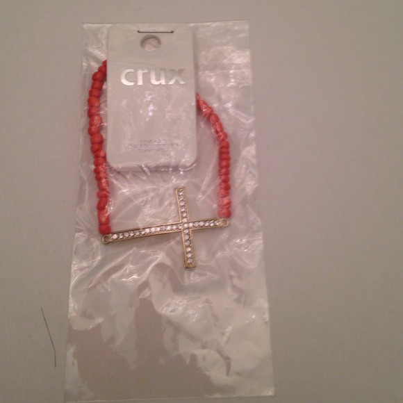 Orange cross bead bracelet.