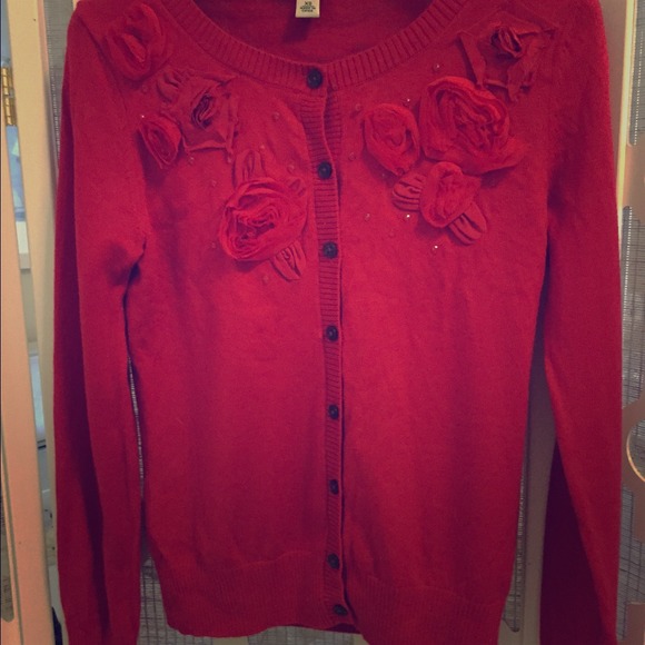 Red cardigan