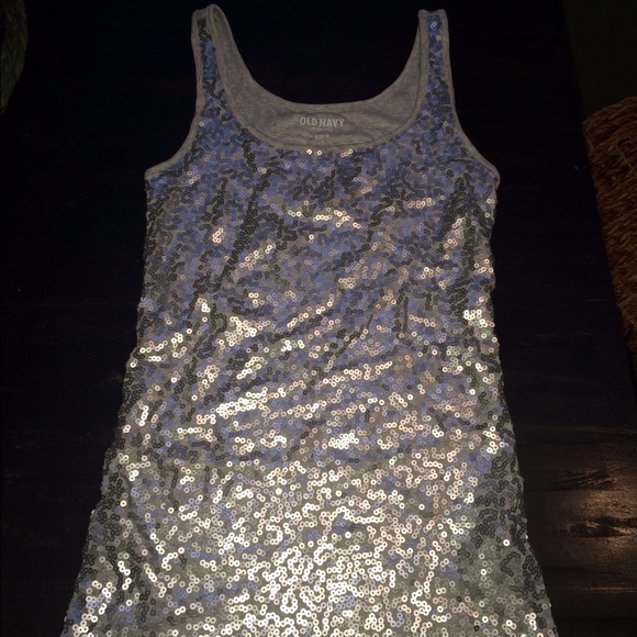 Silver sequin tank