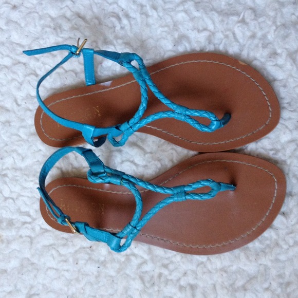 turquoise leather sandals