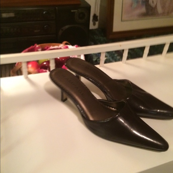 VINTAGE/RAMPAGE/KITTEN HEEL MULES/DK BROWN/SZ 6.5 - Picture 2 of 4