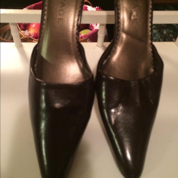 VINTAGE/RAMPAGE/KITTEN HEEL MULES/DK BROWN/SZ 6.5 - Picture 4 of 4