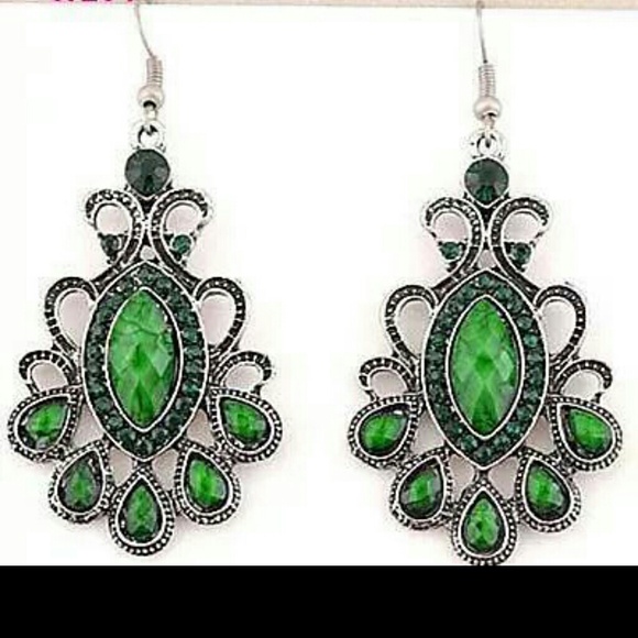 Green Tibetan Earrings