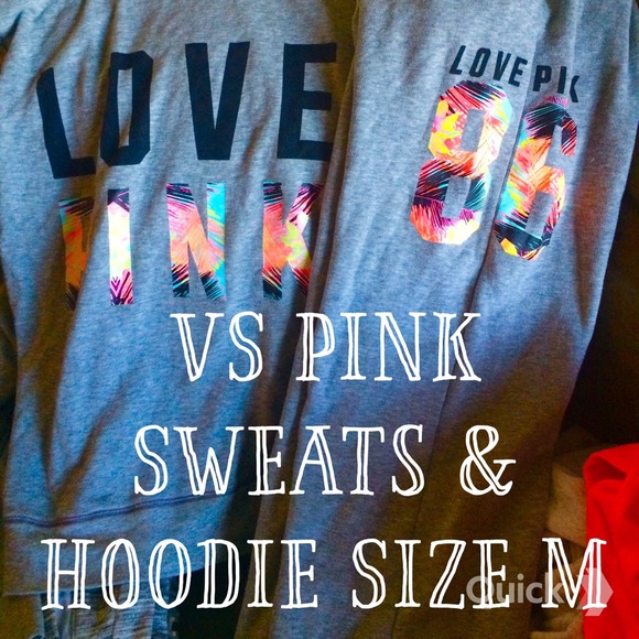 VS PINK hoodie & matching boyfriend sweats.