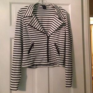 White and black striped jacket