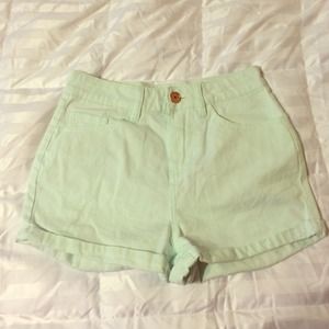 Mint green high waist shorts