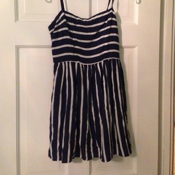 Navy and white striped dress