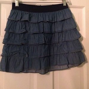 Denim ruffle skirt