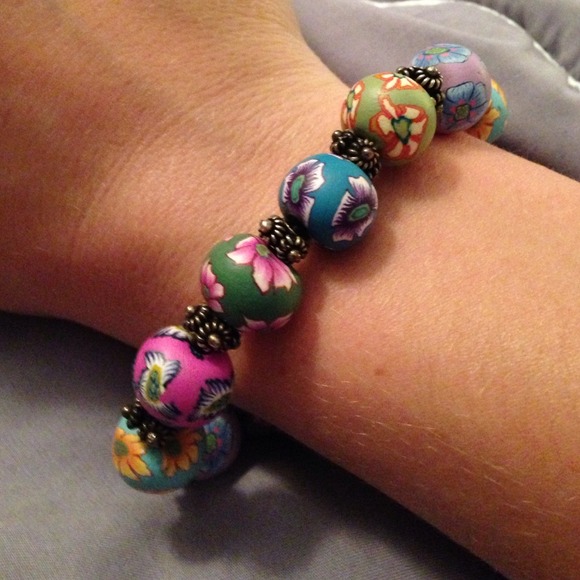 Hand-crafted ceramic bead bracelet
