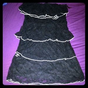 Strapless black lace top
