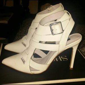 Shoemint white leather "Garbo" heels