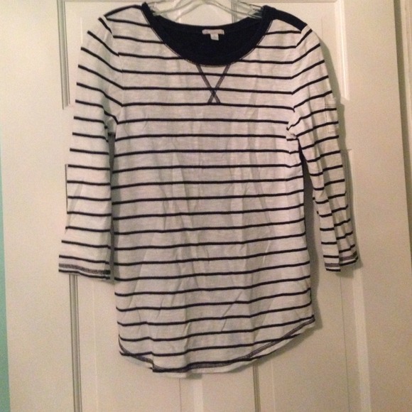 Navy and white striped shirt