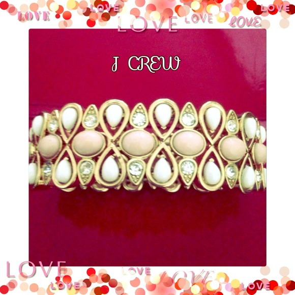 J CREW PINK,WHITE & DIAMONDS ACCENT BANGLE