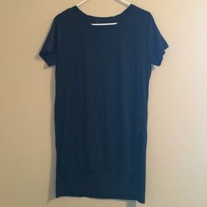 T shirt dress w leather sleeves