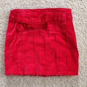 Osh Kosh Toddler Sz 4 Red Velveteen Pleated Skirt