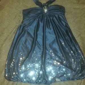 Periwinkle Party Dress w/ Rhinestone Embellishment