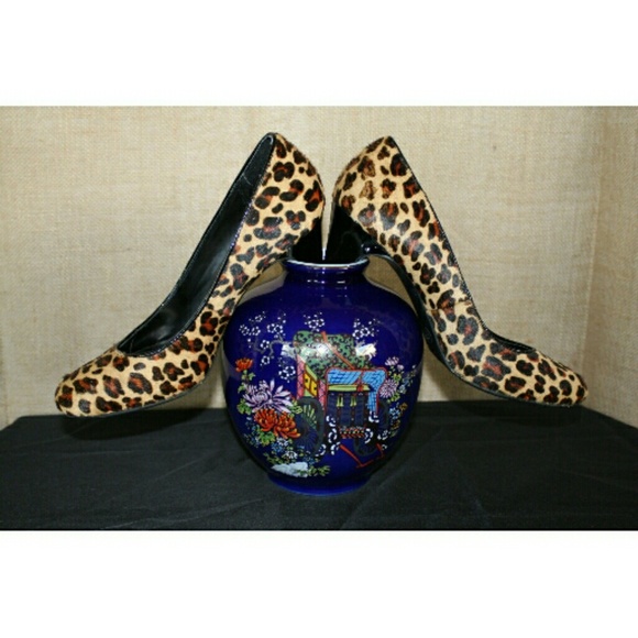 💵 SALE 💵 ♨ RED HOT FAUX LEOPARD FUR HEELS ♨