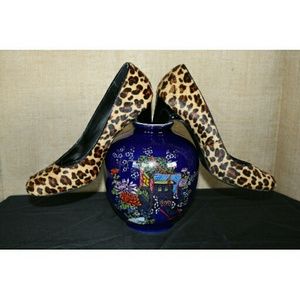 💵 SALE 💵 ♨ RED HOT FAUX LEOPARD FUR HEELS ♨