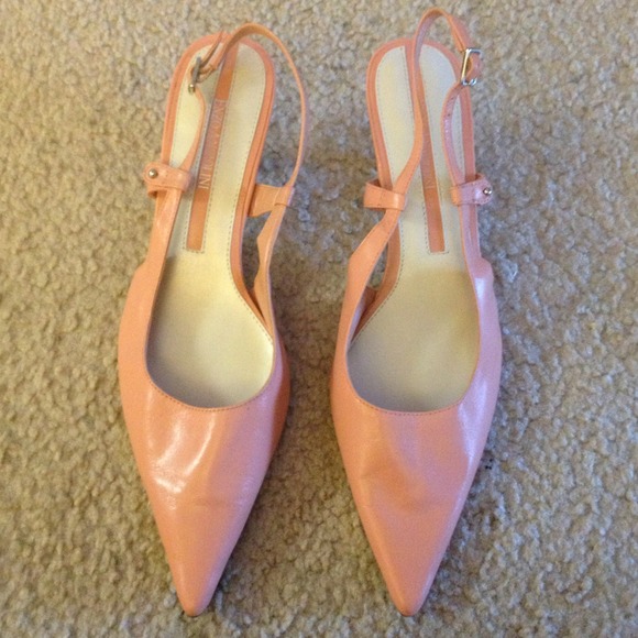 Peach Leather Enzo Angiolini Kitten Heels