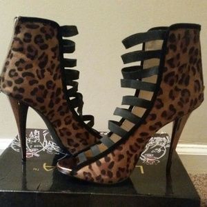 Strapped Single-Sole Heels (Leopard)