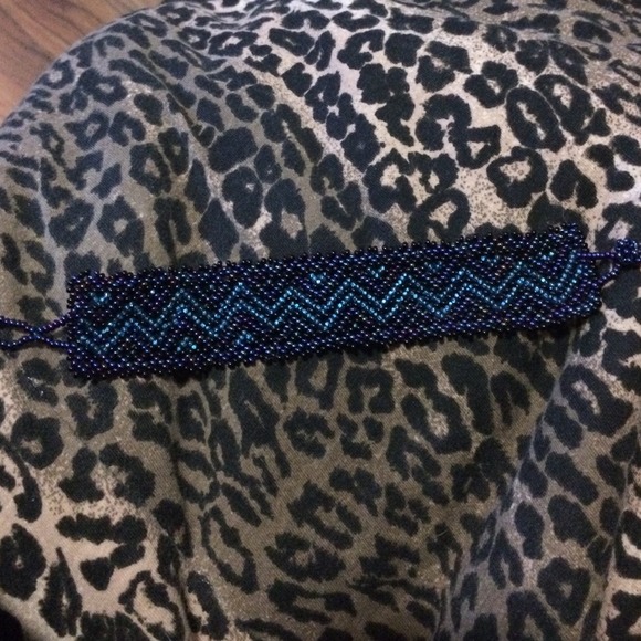 Handmade South African bead bracelet vivid blue