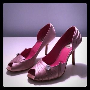 Eugenia Kim 'Krystle' Satin Pink Peep-toe Pumps