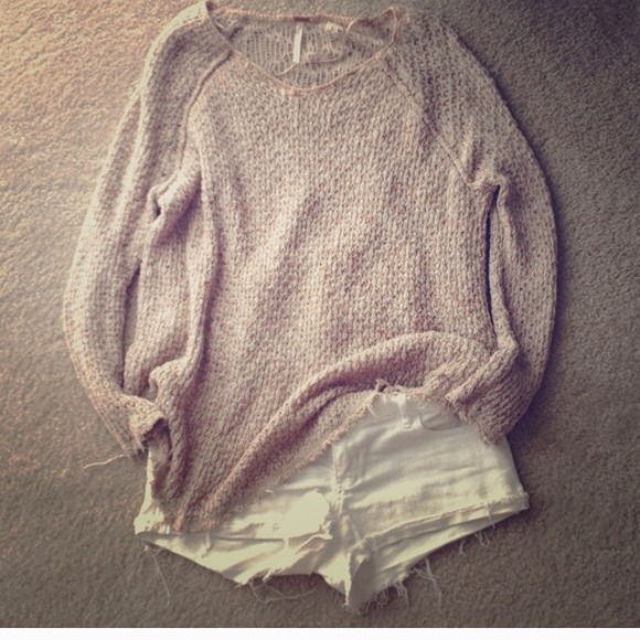 Free People Knit Pullover Sweater Lace Back
