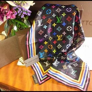 Louis Vuitton black Murakami scarf .