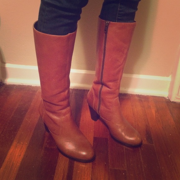 Brown leather tall boot