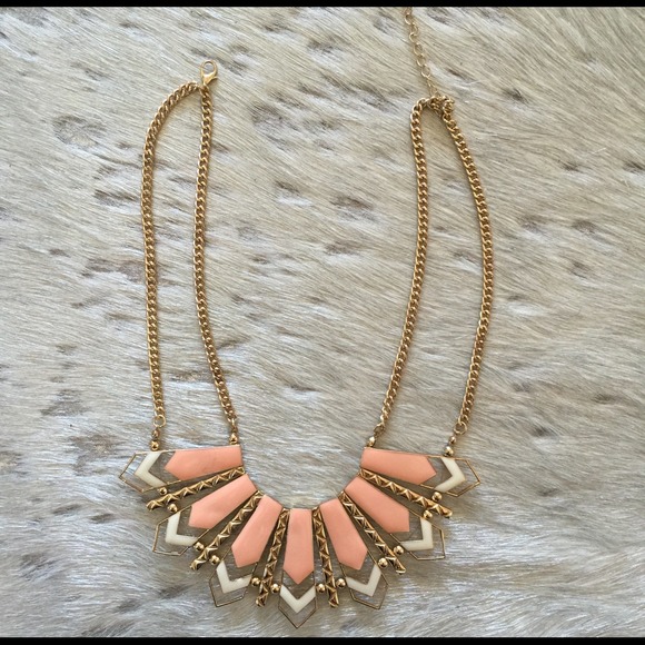Peach chevron statement necklace