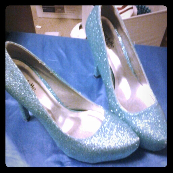 Blue glitter&Sexy red heels