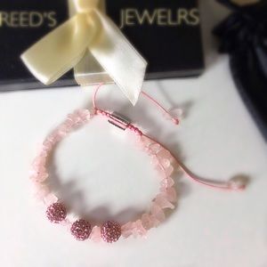 Rose Quartz and Pink Crystal Shambala Bracelet NIB