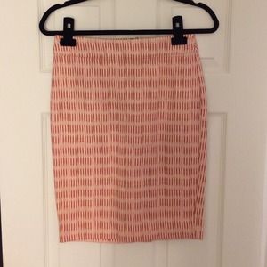 Loft cream and coral pencil skirt