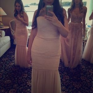 Amsale tulle bridesmaid dress in blush