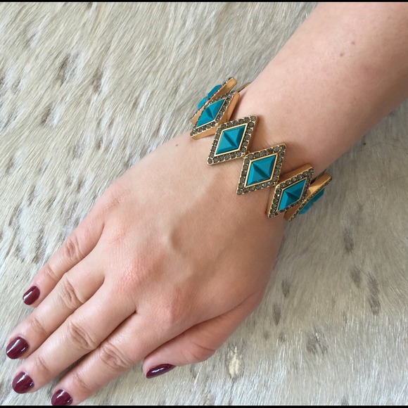 Turquoise diamond space bracelet with stretch