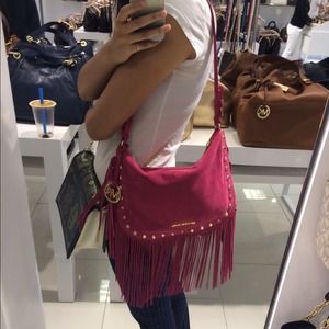 Michael Kors Bags - NWT Michael Kors billy fringe pink suede bag Michael Kors Bags - NWT Michael Kors billy fringe pink suede bag