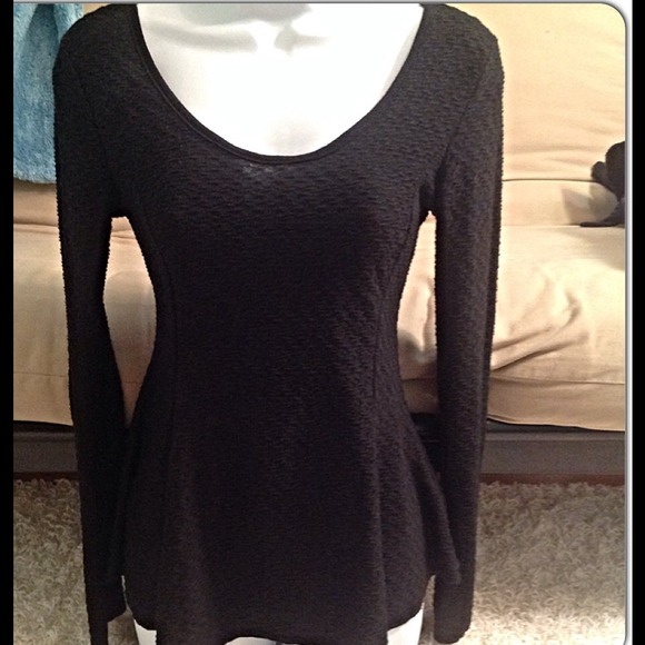 You are not alone Tops - Black peplum top sz S M low scoop back with tail