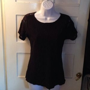 Black Stretch Lace Top Sz Med