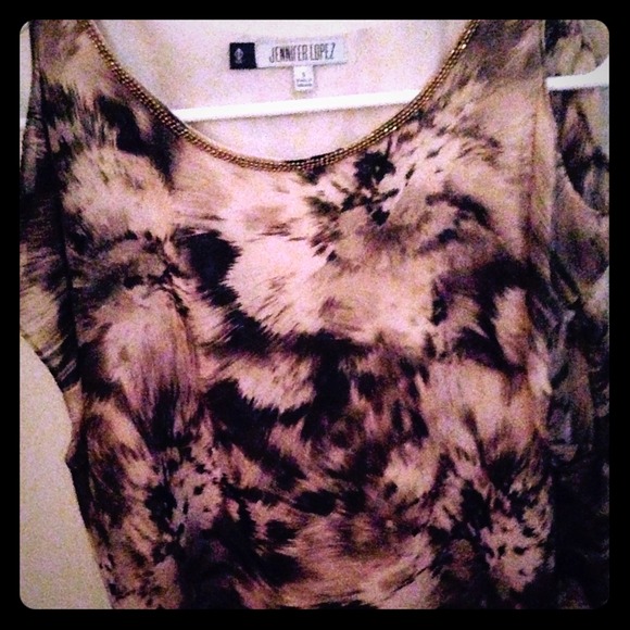 Jennifer Lopez Cold Shoulder Chiffon Top