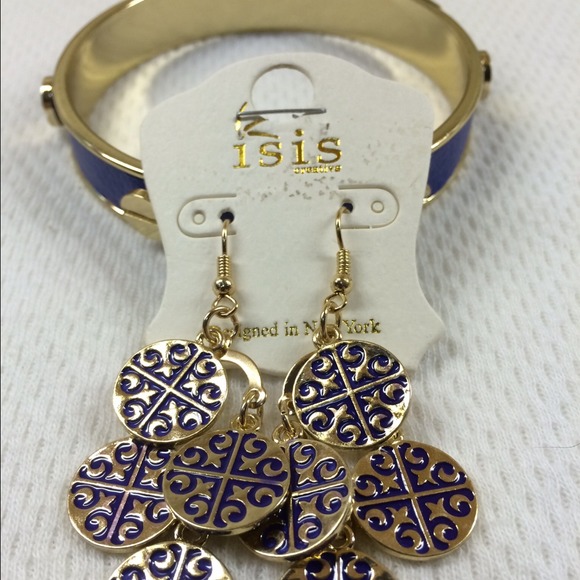 🎅🚫SOLD🚫🎅Royal Blue earrings and bangle - Picture 2 of 3