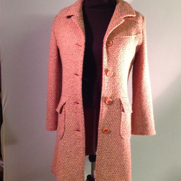 Jonathan Michael Wool Coat Orange Tweed