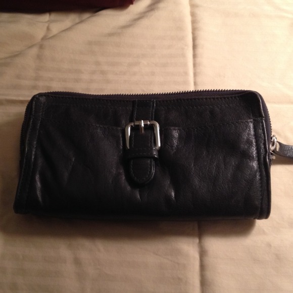 Black leather clutch
